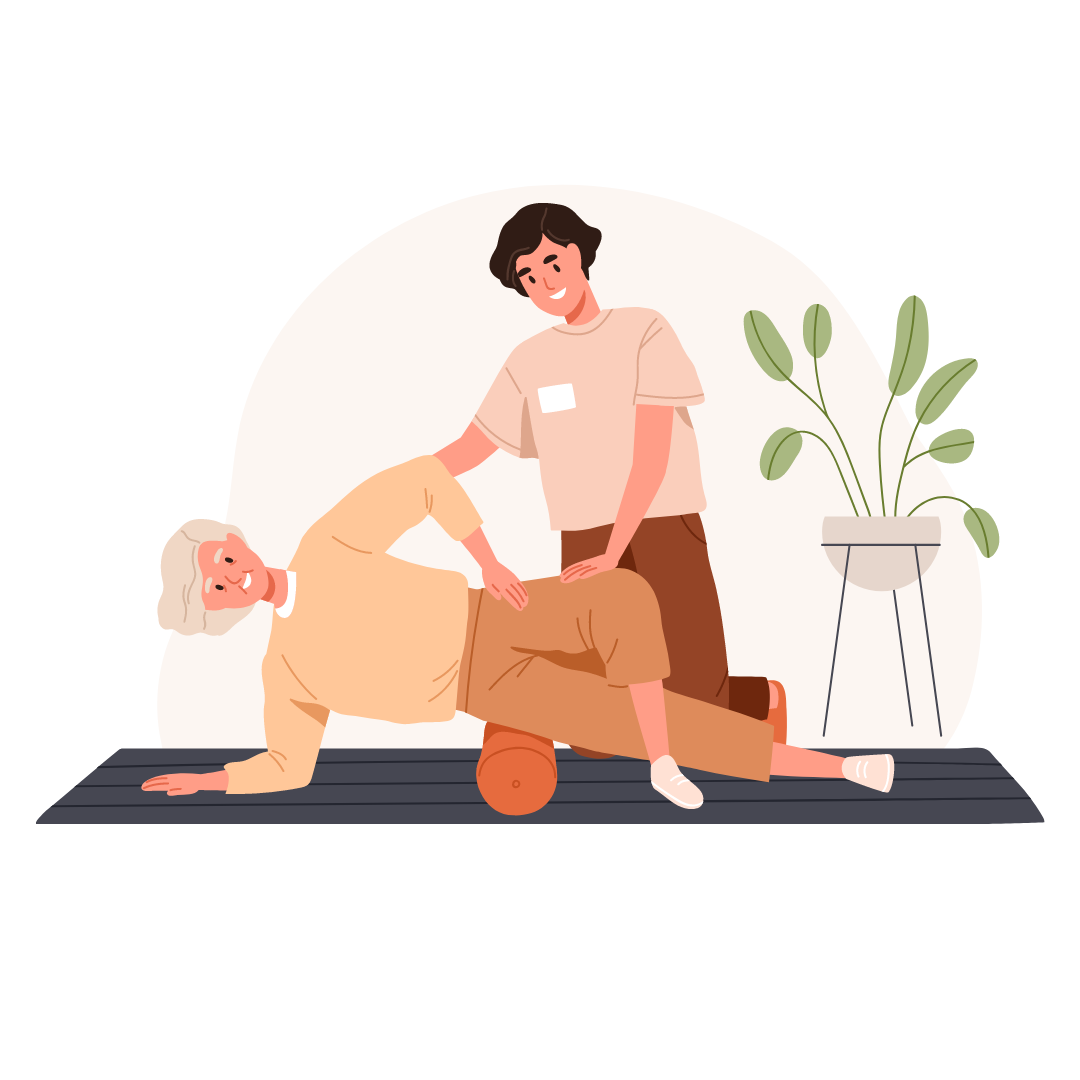 Therapeut unterstützt Patient mit der Faszienrolle